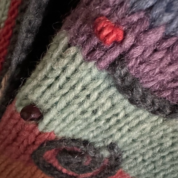 NEWARI hand knit in Nepal MOD BOHO wool sweater,colorful, fun.Cozy - Picture 7 of 8